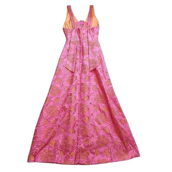 Lilly Pulitzer Maxi Dress Womens 2 Floral Eyelet Formal Wedding Baby Bridal Show - Picture 3 of 5